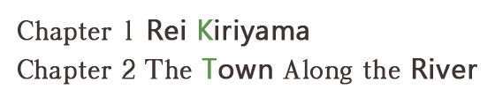 Chapter 1 Rei Kiriyama, Chapter 2 The Town Along the River